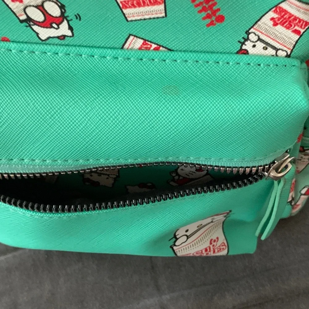 Hello Kitty Teal Mini Backpack with Cup Noodle Accents - Picture 5 of 10